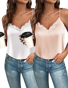 トップス yoBIOTOP Layeredcottonsheer camisole top Womens Tank Top Lace Camisoles Undershirt Slim Fit with